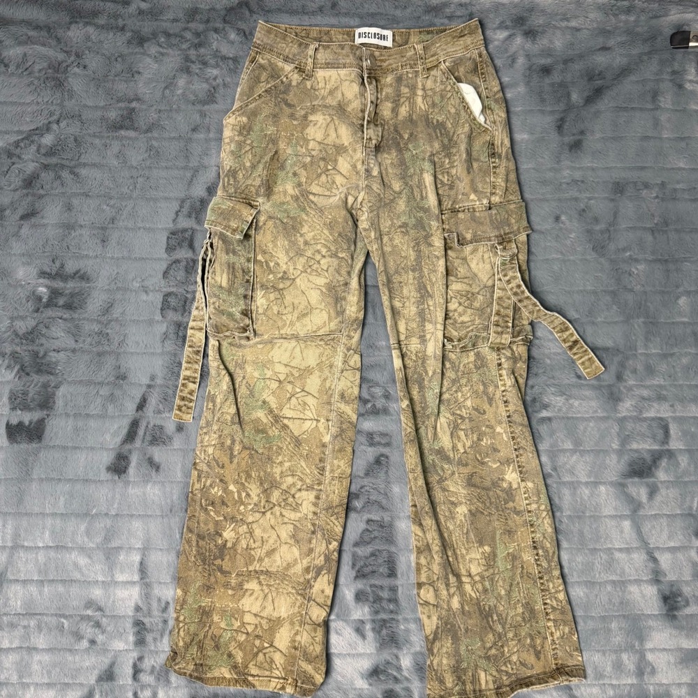 Disclosure Women Real Tree Camo Cargo Pants Wide Leg Utility Brown Green 5/27
